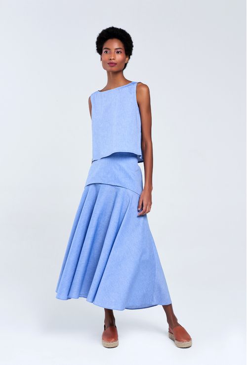 Saia Midi Galícia Azul