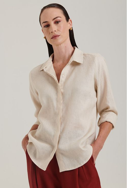 Camisa lapônia 100% linho areia