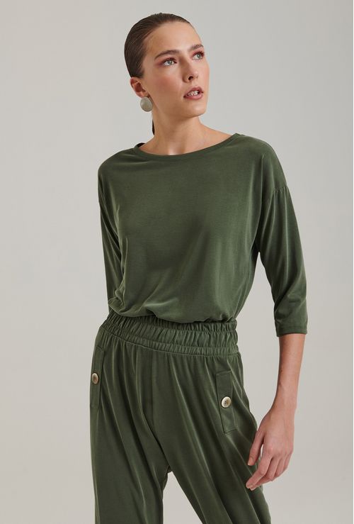 Blusa Modal Namur Meia Manga Verde Militar