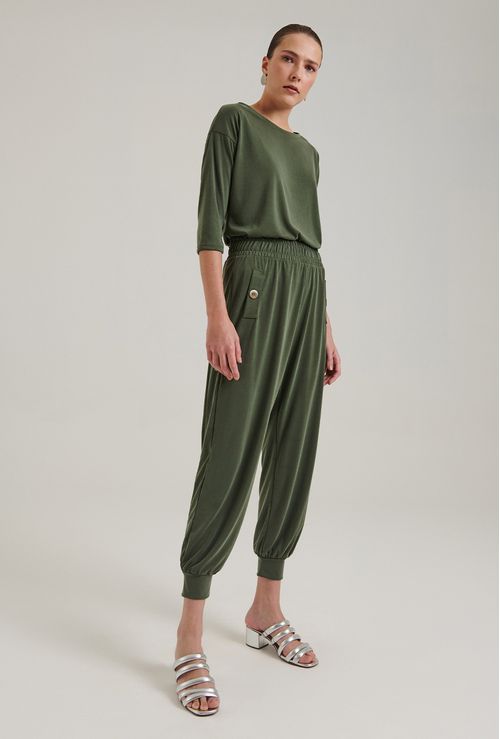 Blusa Modal Namur Meia Manga Verde Militar