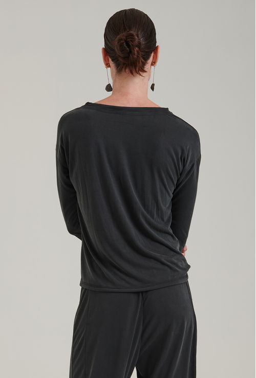 Blusa Modal Namur Meia Manga Preta