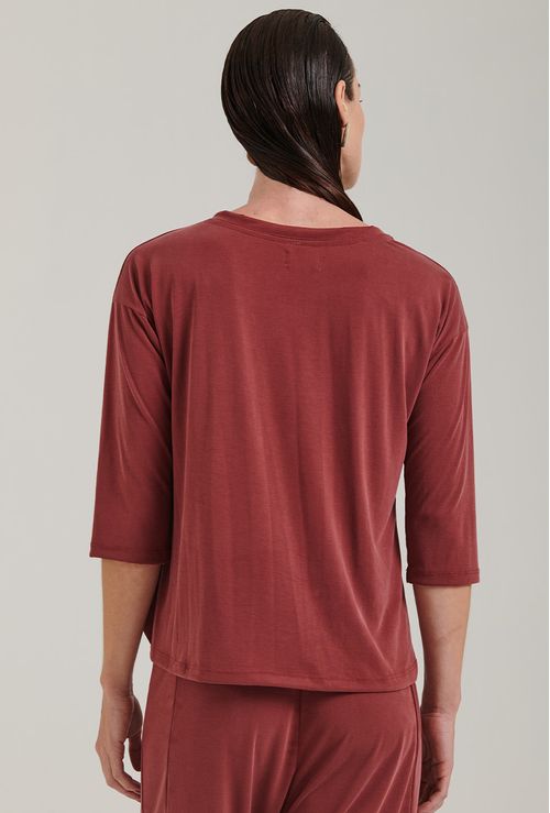 Blusa Modal Namur Meia Manga Vermelho Queimado