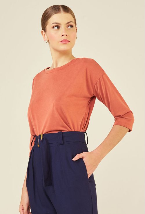 Blusa Modal Namur Meia Manga Pêssego
