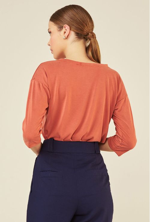 Blusa Modal Namur Meia Manga Pêssego