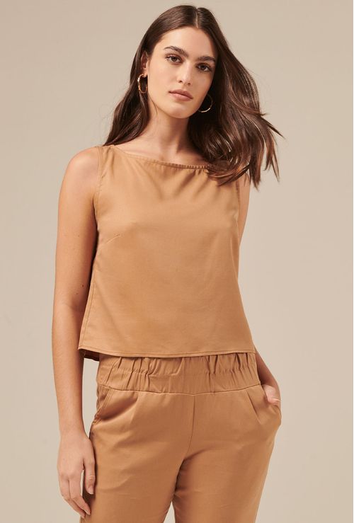Regata Stiniva em Lyocell Cropped Bege