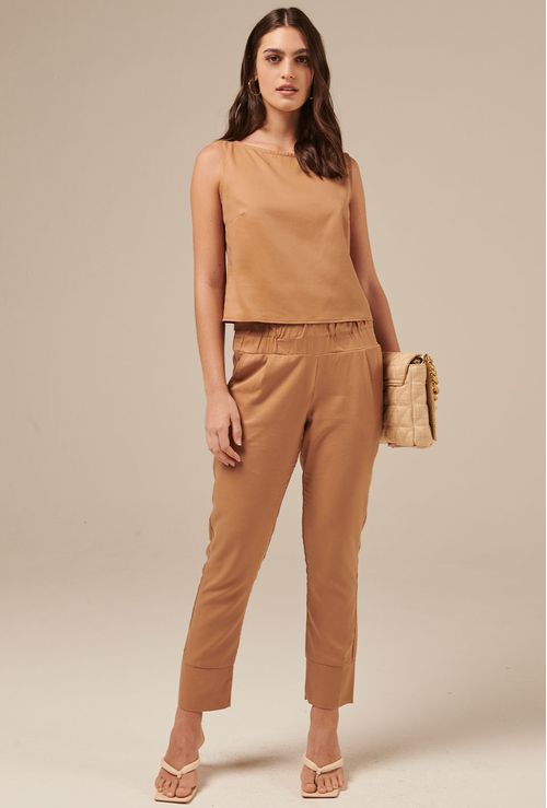 Regata Stiniva em Lyocell Cropped Bege