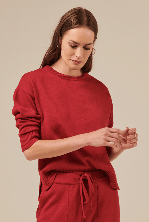 Blusa Burnaby em Tricot Meia Manga Hibisco