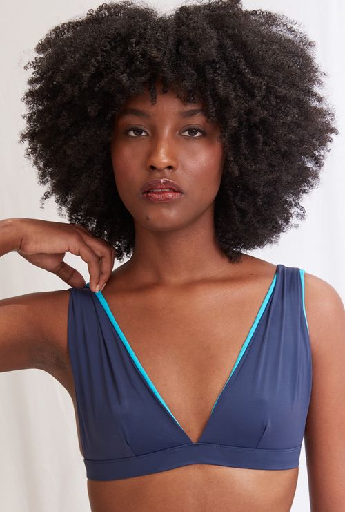 Sutiã Triângulo Biodegradável Marinho e Turquesa