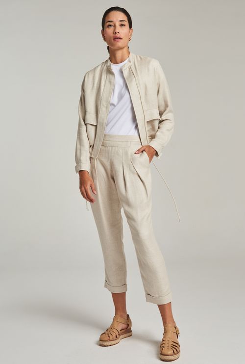 Calça Utah Bolso Faca com Pregas Cru