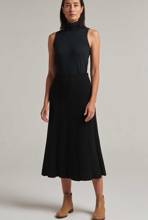 Saia Midi Namíbia Tricot Preto