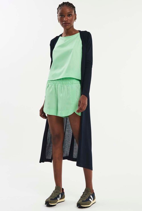 Cardigan Longo Ottawa de Tricot Viscose Marinho