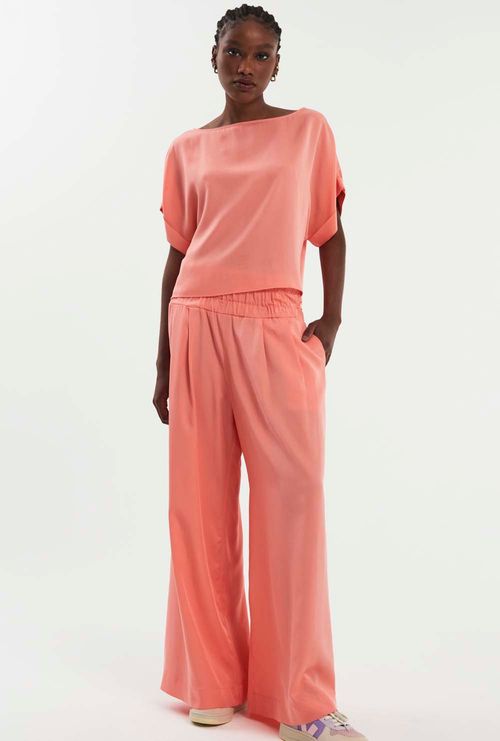 Calça Kalyves Lyocell Pantalona Coral