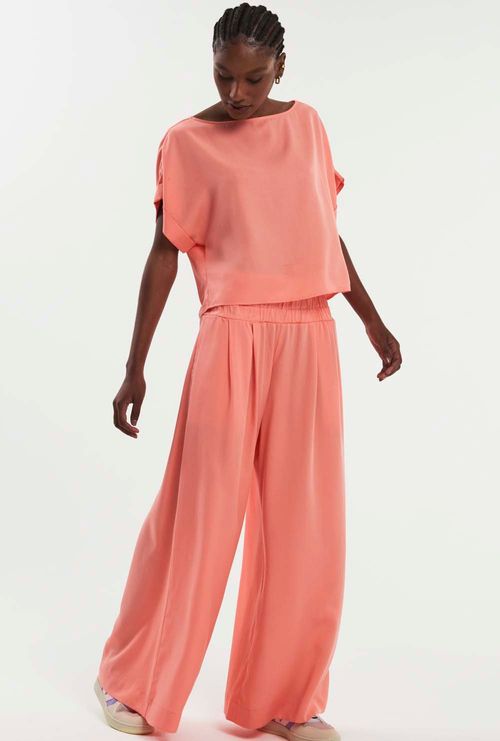 Calça kalyves 100% lyocell  pantalona coral