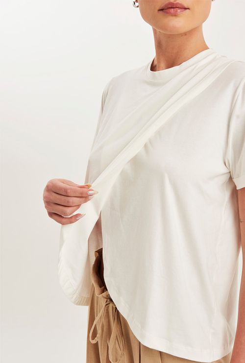 T-Shirt Serik em Algodão com Abertura Off White