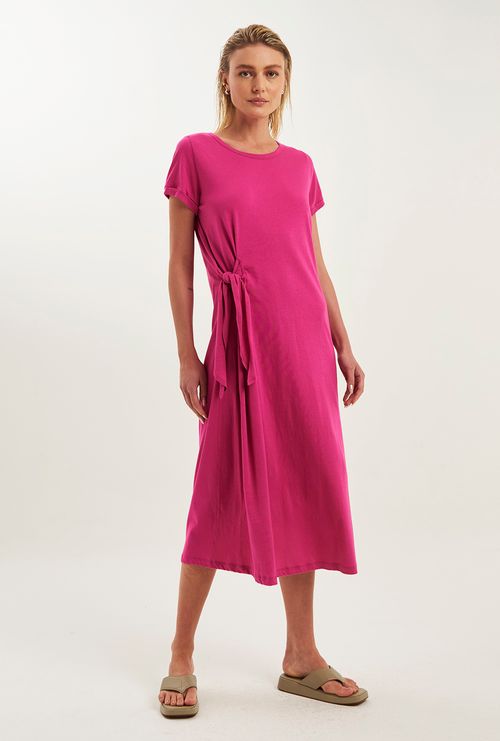 Vestido Bilbao Algodão Certificado Midi Rosa