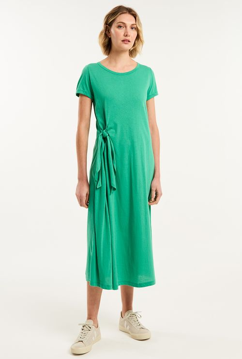 Vestido Bilbao Algodão Certificado Midi Verde