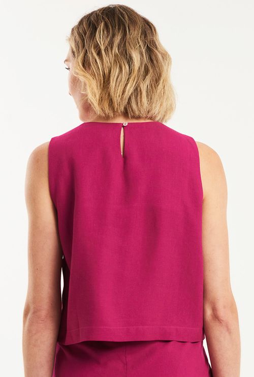 Regata Anne Island Botões Laterais Viscose Rosa Orquidea