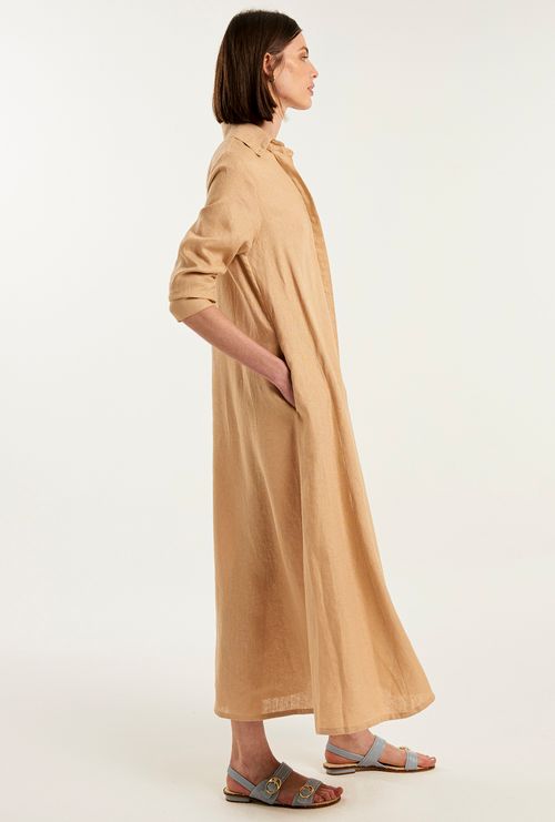 Chemise Alegranza Island 100% Linho Caramelo