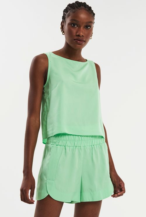 Short Pilos em 100% Lyocell Verde Claro