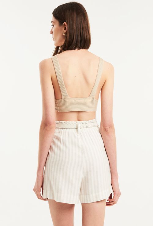 Short Tebas em Viscose Certificada Alfaiataria Listras