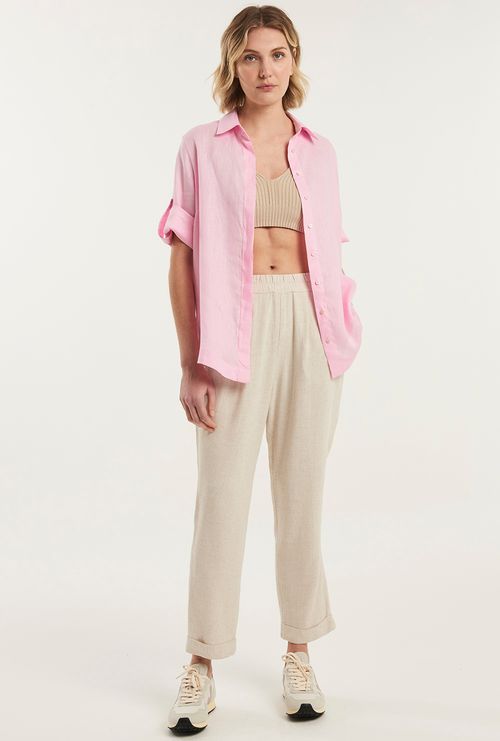 Calça Pampelonne Carrot Linho Estonado Natural