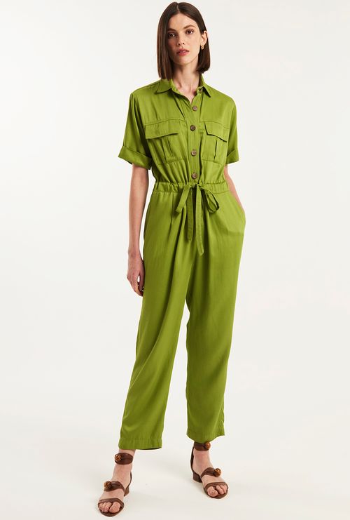 Macacão Thorney Viscose Modal e Linho Verde