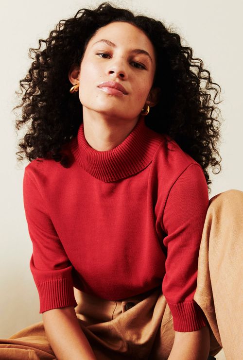 Blusa Daroca Tricot Gola Alta Tomate