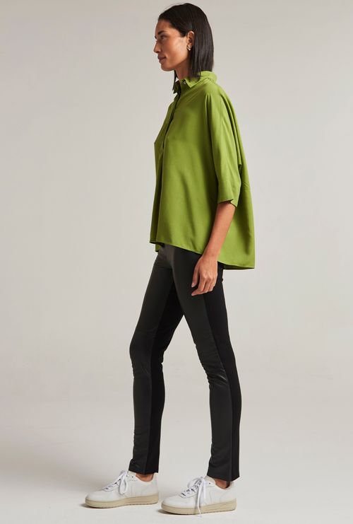 Calça Falkland Couro e Malha Block Preto