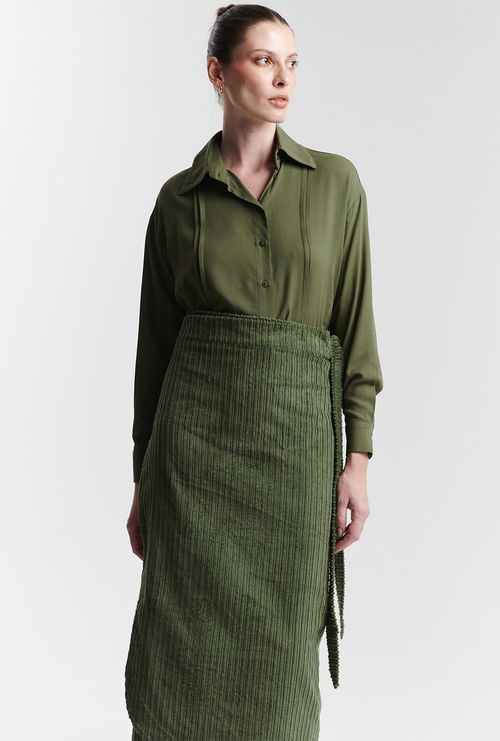 Saia Midi Veludo Bornholm Militar