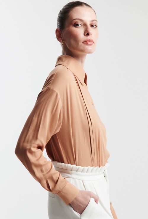 Camisa Manga Longa com Nervura Smolyan Nude