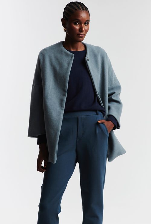 Calça Navarro Alfaiataria Malha em Viscose Azul Petroleo