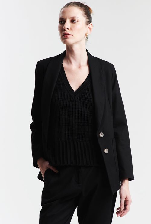 Blazer com Bolso Sobreposto Comores Preto