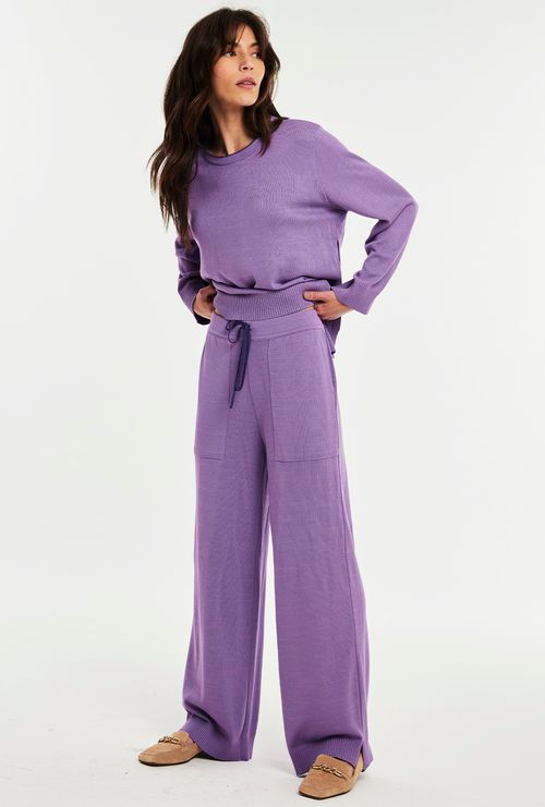 Calça Amorgos Tricot Cordão Lilás