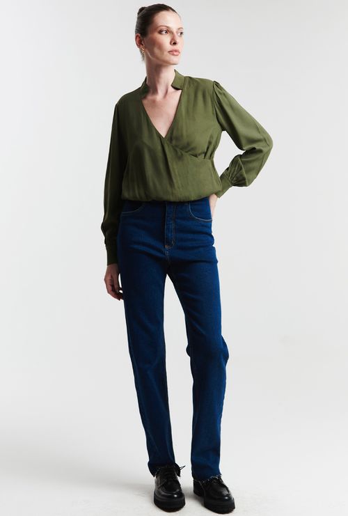 Blusa Manga Longa Transpassada Visby Militar