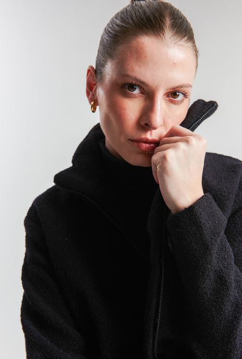 Jaqueta Chipre com zíper em Boucle Preto