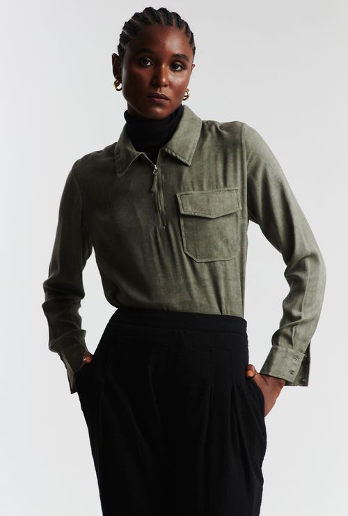 Blusa Manga Longa com Zíper Plovdiv Militar