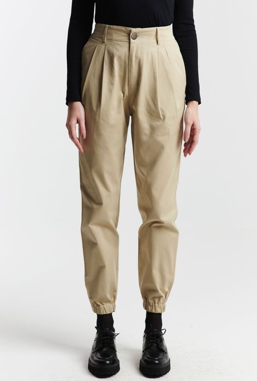 Calça Jogger com Pregas Gibraltar Caqui