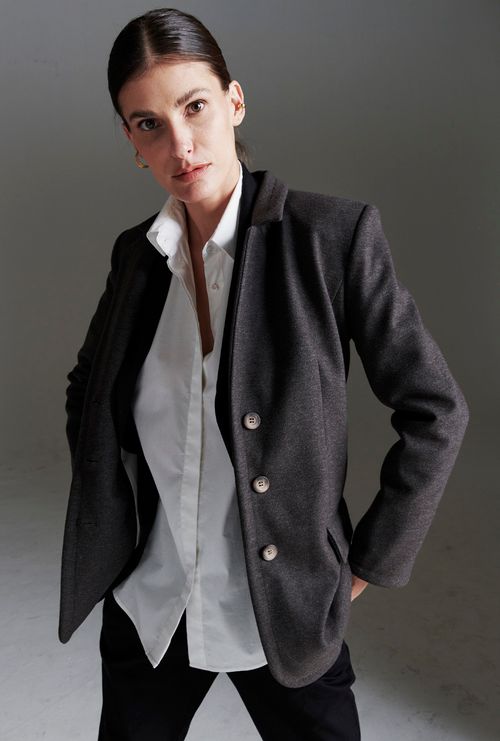 Blazer Oversized com Abotoamento Duplo Bansko Grafite