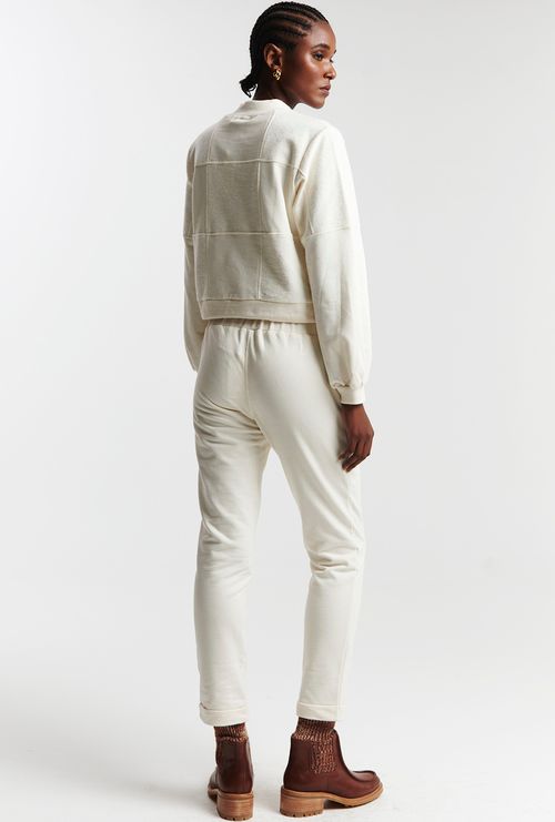 Calça Moletom com Bolso Sobreposto Varna Off White
