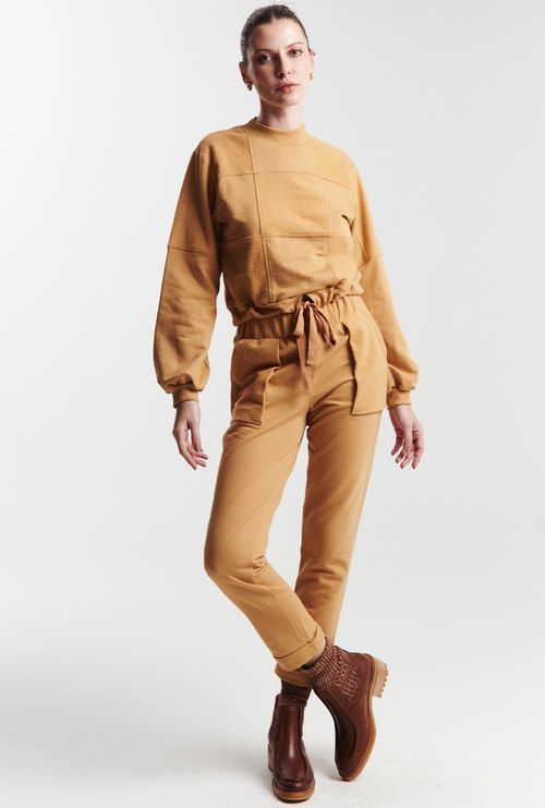 Moletom Manga Longa com Recortes Ruse Caramelo