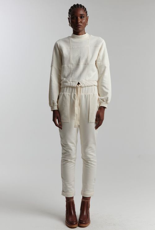 Moletom Manga Longa com Recortes Ruse Off White