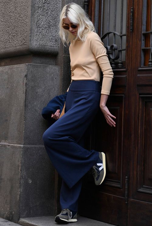 Calça mangel cropped malha estruturada viscose marinho