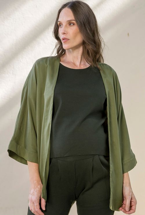 Kimono Gestante Curto Adum Verde Militar