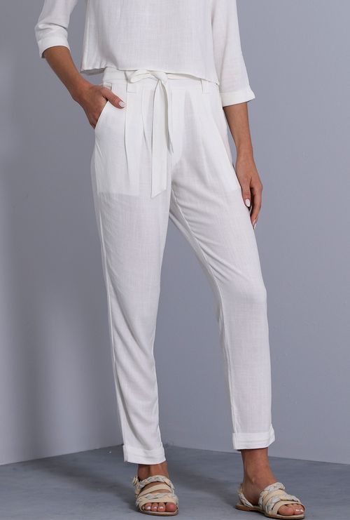Calça Tobago Bolso Faca Viscose Estonada Off White
