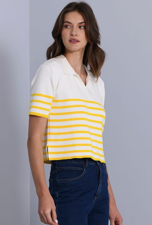 Blusa Anglesey Tricot Viscose Listras Amarelo