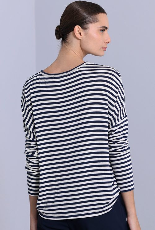 Blusa Peratia em Viscose Listras Marinho