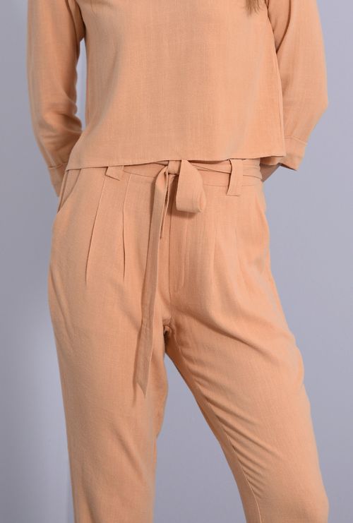 Calça tobago bolso faca viscose estonada bege