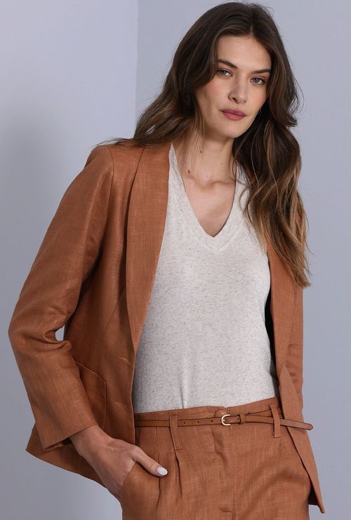 Blazer Aguiera Gola Smoking Marrom