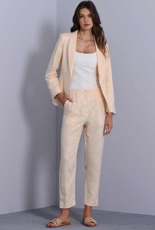 Calça Alhandra Com Pregas Vanila