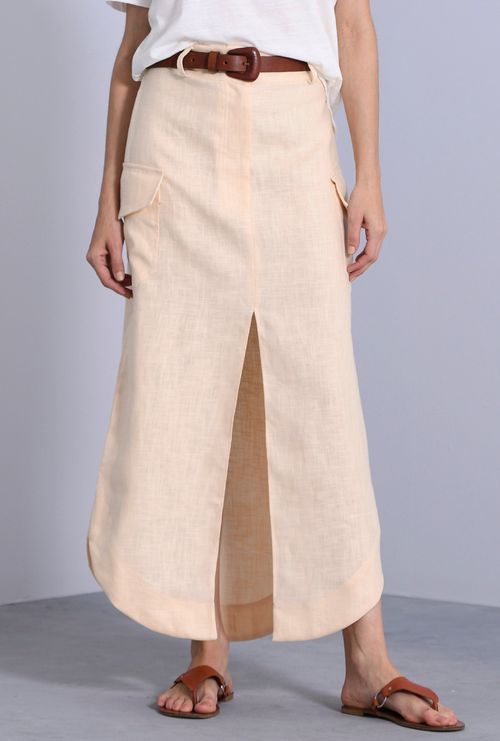 Saia Aratika com Fenda Frontal Vanila